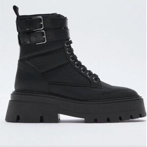 ZARA QUILTED NYLON LOW HEEL ANKLE BOOTS NWOT